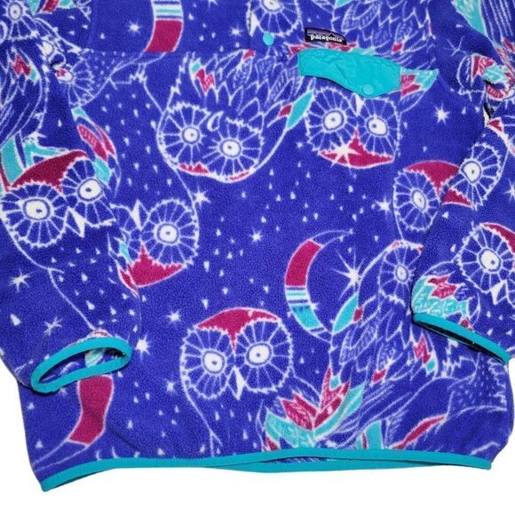 Patagonia Synchilla Pullover Jacket Womens Small Snap T Moon Owl Blue Fleece GUC - Picture 4 of 16